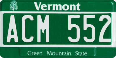 VT license plate ACM552