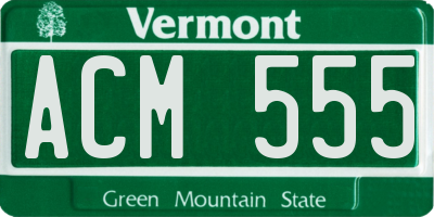 VT license plate ACM555