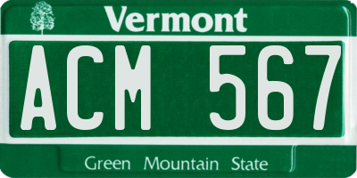 VT license plate ACM567