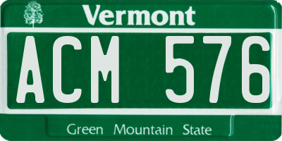 VT license plate ACM576