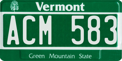 VT license plate ACM583