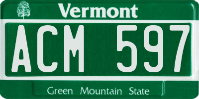 VT license plate ACM597
