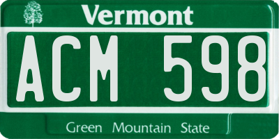VT license plate ACM598