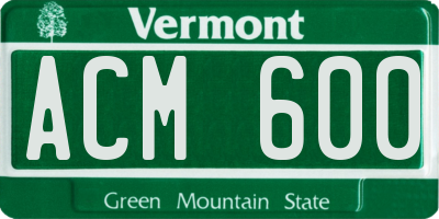 VT license plate ACM600