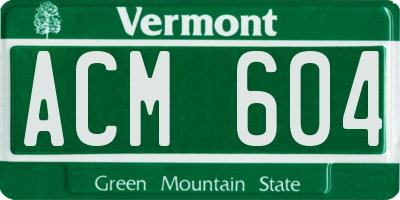 VT license plate ACM604