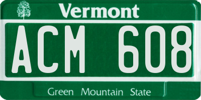 VT license plate ACM608