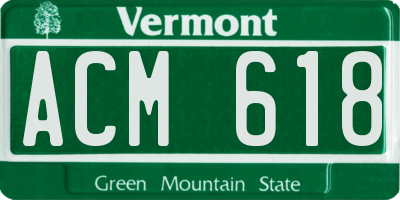 VT license plate ACM618