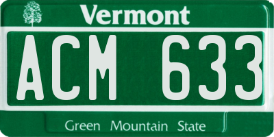 VT license plate ACM633