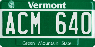 VT license plate ACM640