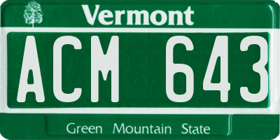 VT license plate ACM643
