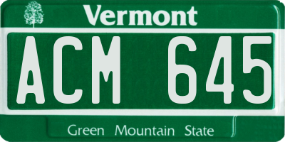 VT license plate ACM645