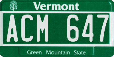 VT license plate ACM647