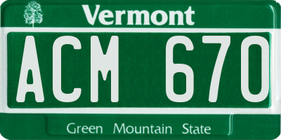 VT license plate ACM670
