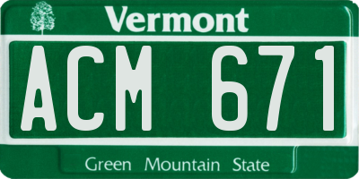 VT license plate ACM671