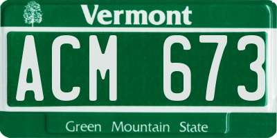 VT license plate ACM673