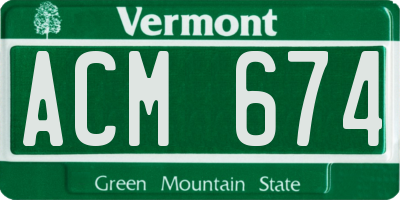 VT license plate ACM674