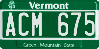 VT license plate ACM675