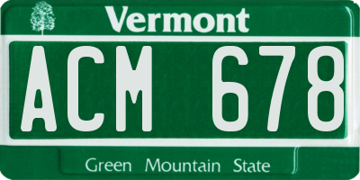 VT license plate ACM678