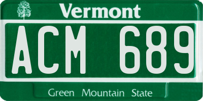 VT license plate ACM689
