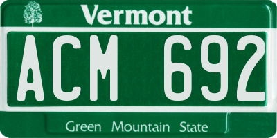 VT license plate ACM692