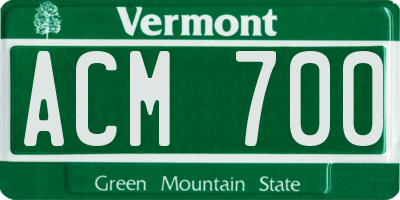 VT license plate ACM700