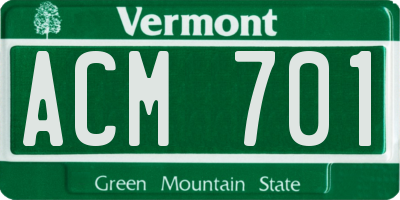 VT license plate ACM701