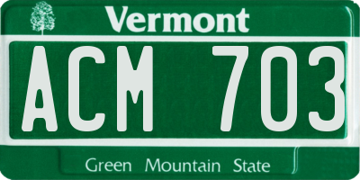 VT license plate ACM703