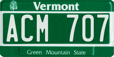 VT license plate ACM707
