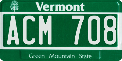 VT license plate ACM708