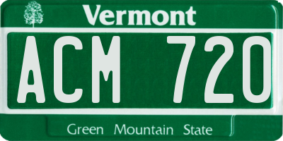 VT license plate ACM720
