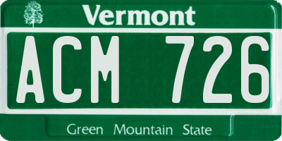 VT license plate ACM726
