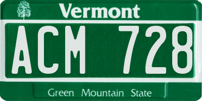 VT license plate ACM728