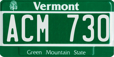VT license plate ACM730