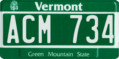 VT license plate ACM734