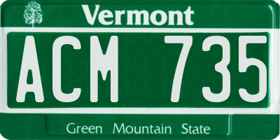 VT license plate ACM735
