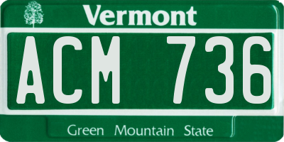 VT license plate ACM736
