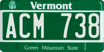 VT license plate ACM738