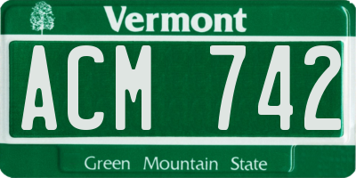 VT license plate ACM742