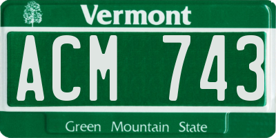 VT license plate ACM743