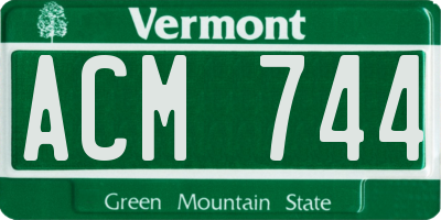 VT license plate ACM744