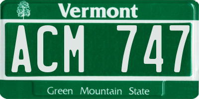 VT license plate ACM747