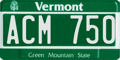VT license plate ACM750