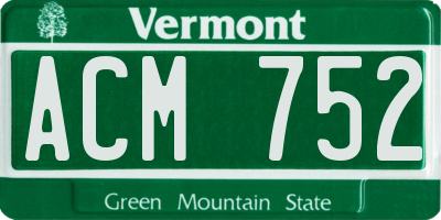 VT license plate ACM752