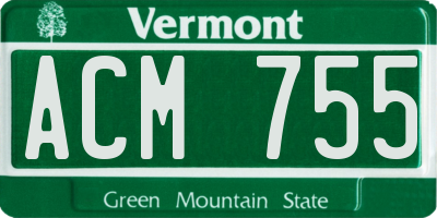 VT license plate ACM755