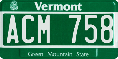 VT license plate ACM758