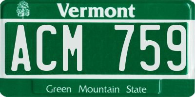 VT license plate ACM759