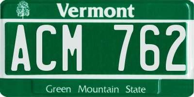 VT license plate ACM762