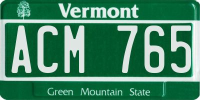 VT license plate ACM765