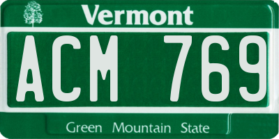 VT license plate ACM769