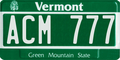 VT license plate ACM777